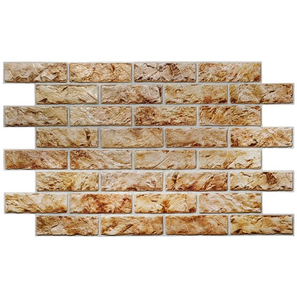 Dundee Deco Falkirk Retro 3D II - PVC 3D Wall Panel - Rustic Copper Brown Faux Bricks - 3.3-ft X 2-ft  - 6.4 Sq.-Ft. each