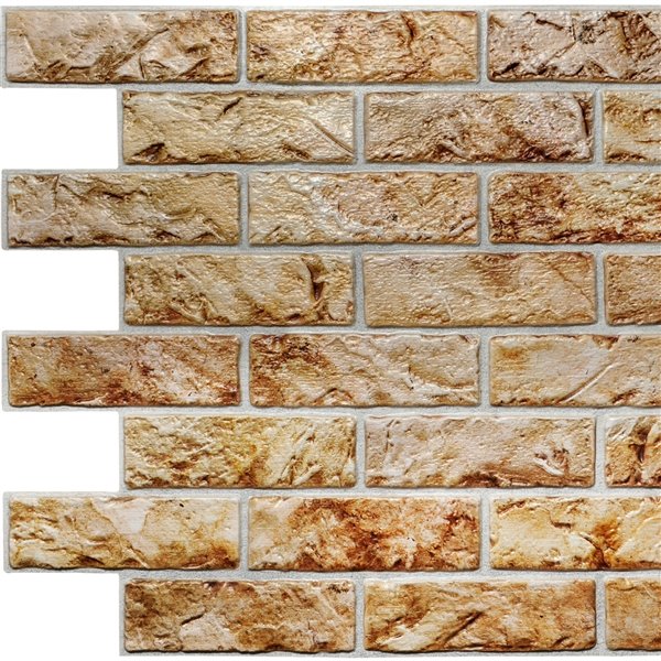 Dundee Deco Falkirk Retro 3D II - PVC 3D Wall Panel - Rustic Copper Brown Faux Bricks - 3.3-ft X 2-ft  - 6.4 Sq.-Ft. each