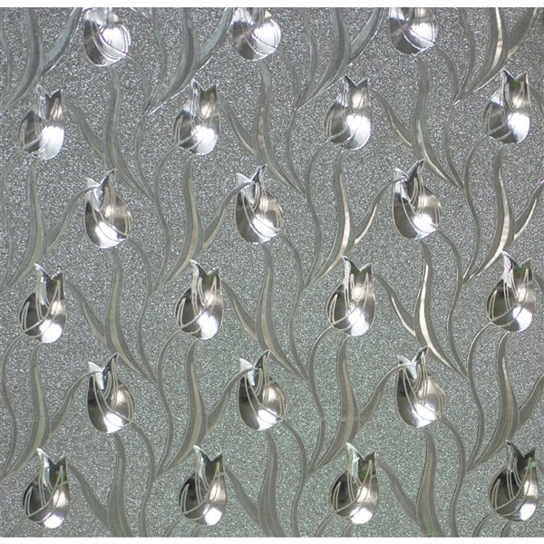 Dundee Deco Falkirk McGowen Peel and Stick Wallpaper Floral Glitter Silver Tulips - 26.6 Sq. ft.