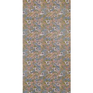 Dundee Deco Falkirk McGowen Peel and Stick Wallpaper Floral Printed Blue, White, Peach Pink Meadow Flowers - 26.6 Sq. ft.