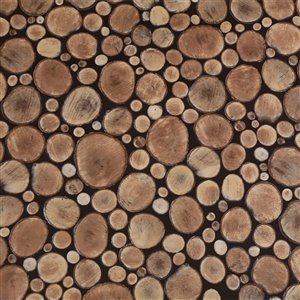 Dundee Deco Falkirk McGowen Peel and Stick Wallpaper Distressed Wooden Brown, Beige Cut Logs - 26.6 Sq. ft.