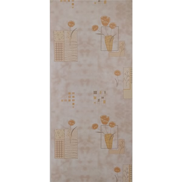 Dundee Deco Falkirk McGowen Peel and Stick Wallpaper Floral Printed Sepia, Yellow Flowers in Vases - 26.6 Sq. ft.