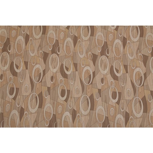 Dundee Deco Falkirk McGowen Peel and Stick Wallpaper Abstract Wooden Beige, Brown Circles, Shapes - 26.6 Sq. ft.