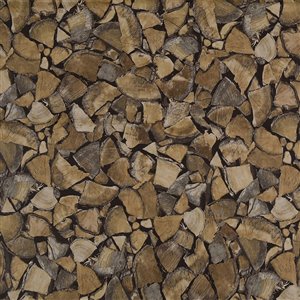 Dundee Deco Falkirk McGowen Peel and Stick Wallpaper Distressed Wooden Brown Cut Logs - 35.5 Sq. ft.