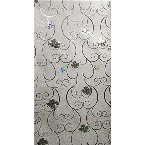 Dundee Deco Falkirk McGowen Peel and Stick Wallpaper Damask Glitter Silver, Blue, Green Flowers, Scrolls - 26.6 Sq. ft.