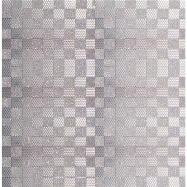 Dundee Deco Falkirk McGowen Peel and Stick Wallpaper Geometric Glitter Silver Tiles - 26.6 Sq. ft.