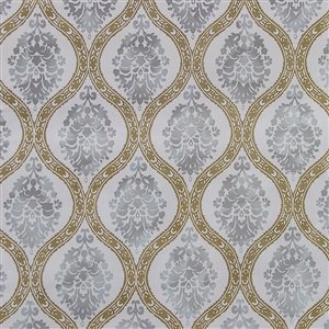 Dundee Deco Falkirk McGowen Peel and Stick Wallpaper Damask Black, White, Tawny Brown Scrolls, Leaves - 35.5 Sq. ft.