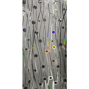 Dundee Deco Falkirk McGowen Peel and Stick Wallpaper Glitter Silver Charcoal Yellow Blue Circles Waves - 26.6 Sq. ft.