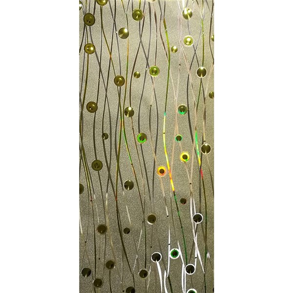 Dundee Deco Falkirk McGowen Peel and Stick Wallpaper Glitter Green Charcoal Yellow Blue Circles Waves - 26.6 Sq. ft.