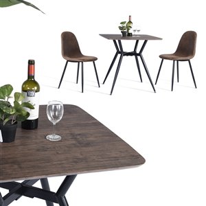 Table de conférence FurnitureR carrée en bois massif, 31,5 po