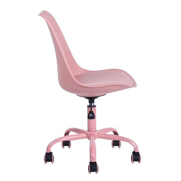 Chaise de bureau BLOKHUS FurnitureR avec 5 roulettes et sans accoudoirs, rose