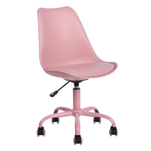 FurnitureR BLOKHUS Curve Style Office Chair Modern with 5 Casters - Pink