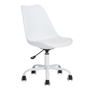 Homycasa BLOKHUS Curve Style Office Chair Modern with 5 Casters - White