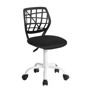 Chaise de bureau CARNATION PLICA FurnitureR avec dossier ajouré et 5 roulettes, noire