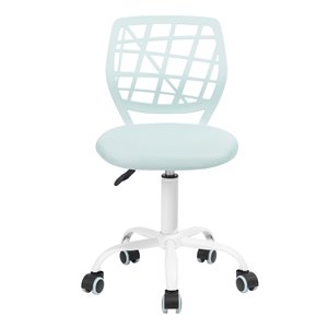Chaise de bureau CARNATION PLICA FurnitureR à dossier ajouré et 5 roulettes, turquoise pâle