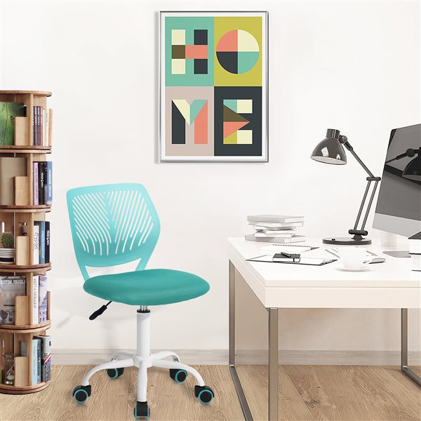 Chaise de bureau CARNATION FurnitureR et dossier en mailles respirant, turquoise