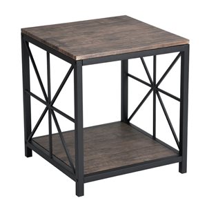 Table de bout carrée FurnitureR vintage, marron, 20 po x 20 po x 20 po