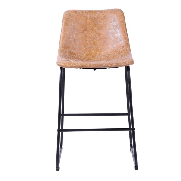 Plata Import Landon Bar Stool with Backrest & Footrest Tan RONA