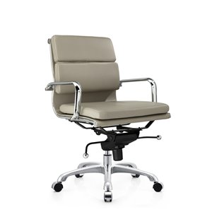 Plata Import Paco Leather Mid Back Office Chair - Gray