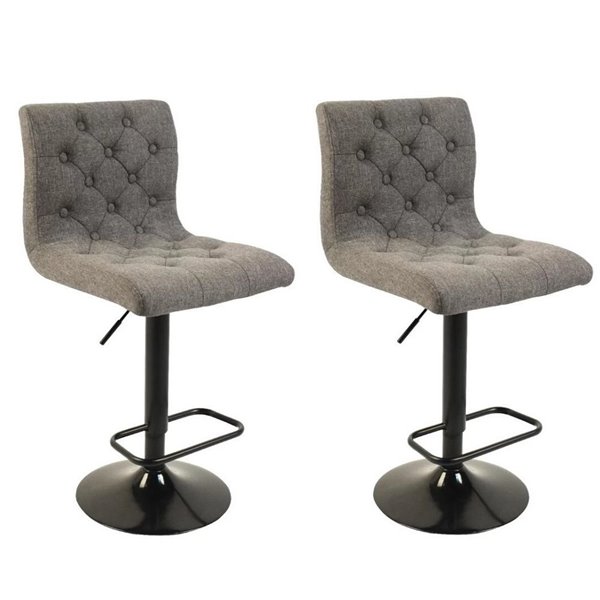 Plata Import Sev Bar Stool - Adjustable & Swivel - Grey - Set of 2