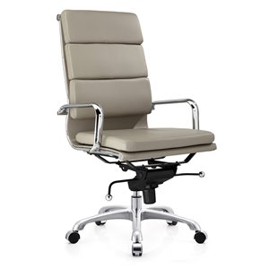Plata Import Paco Leather High Back Office Chair - Gray