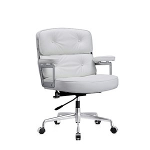 Plata Import Lobby Leather Mid Back Office Chair - White