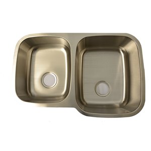 Buckler Global Under Mount Double Bowl in Stainless Steel with 1 Faucet Hole - 20.7-in x 9-in x 32-in