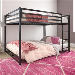 DHP Miles 56.5-in x 77.5-in x 54-in Blue steel Full Bunk Bed with Built-in Ladder