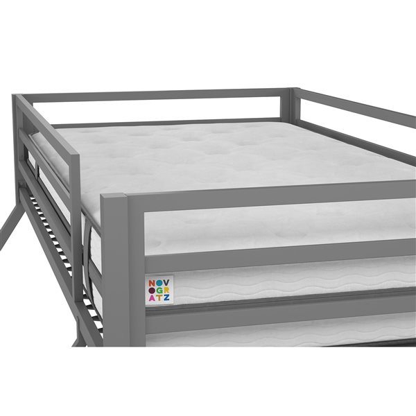 Novogratz Bunk Bed - Full/Twin - 56.5-in x 77.5-in x 63-in - Gray