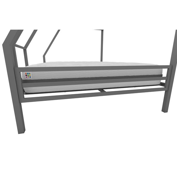 Novogratz Bunk Bed - Full/Twin - 56.5-in x 77.5-in x 63-in - Gray