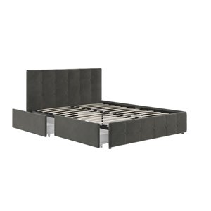 DHP Rose Upholstered Bed with Storage - Full - 38-in x 58.5-in x 80.5-in - Gray