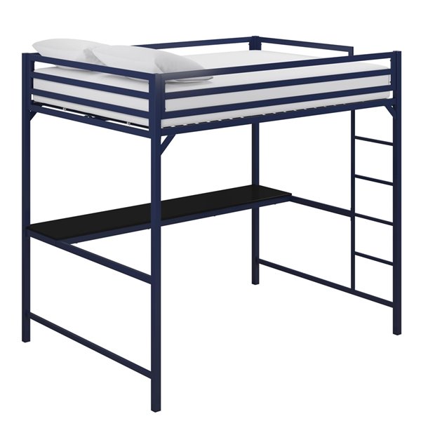 DHP Miles Study Loft Bed - Full - 56.5-in x 77.5-in x 72-in - Silver
