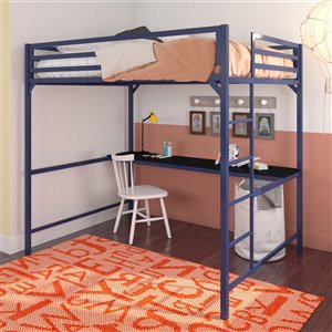 DHP Miles Study Loft Bed - Full - 56.5-in x 77.5-in x 72-in - Silver