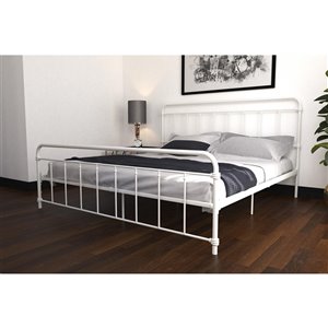 Lit en métal Wallace de DHP, très grand, 46 po x 79 po x 83,5 po, blanc