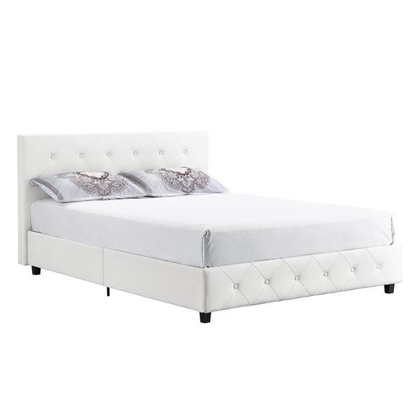 Dhp Dakota Upholstered Bed Queen 39, Dhp Dakota Upholstered Faux Leather Platform Bed King White