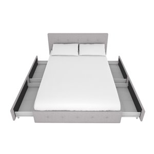 DHP Rose Upholstered Bed with Storage - Queen - Gray