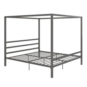 DHP Modern Canopy Metal Bed - King - 73.5-in x 78.5-in x 84-in - Gray