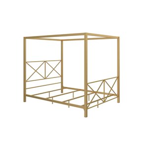DHP Rosedale Metal Canopy Bed - Full - 72-in x 57-in x 80-in - Gold