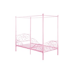 DHP Canopy Metal Bed - Twin - 71.5-in x 41-in x 77.5-in - Pink