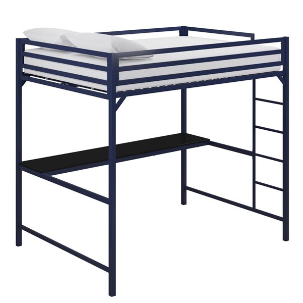 DHP Miles Study Loft Bed - Full - 56.5-in x 77.5-in x 72-in - Blue