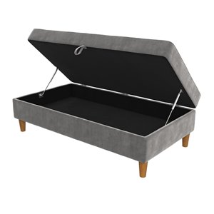 Ottoman de rangement Presley de DHP, 27 po x 51 po x 17 po, gris foncé