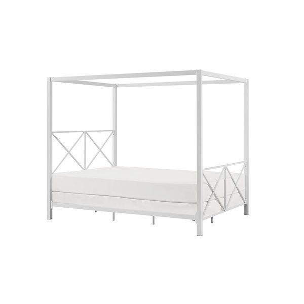 DHP Rosedale Metal Canopy Bed - Queen - 72-in x 63.5-in x 85-in - White