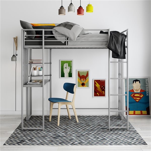 Dhp Abode Study Loft Bed Twin 42 5, Maurice Full Loft Bed With Desk And Bookcase