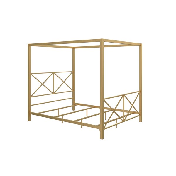 DHP Rosedale Metal Canopy Bed - Queen - 72-in x 63.5-in x 85-in - Gold