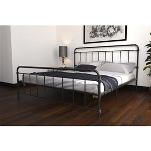 Lit en métal Wallace de DHP, très grand, 46 po x 79 po x 83,5 po, noir