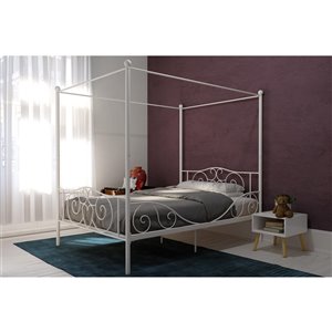 DHP Canopy Metal Bed - Twin - 41-in x 71.5-in x 77.5-in - White