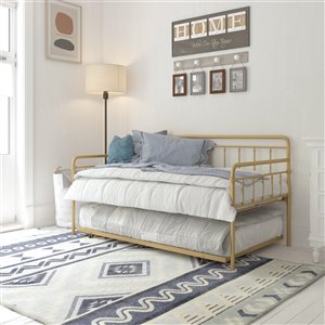 Lit de repos avec gigogne Wallace de DHP, simple, 41 po x 41 po x 77 po, or