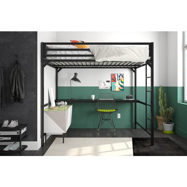 DHP Miles Study Loft Bed - Full - 56.5-in x 77.5-in x 72-in - Black