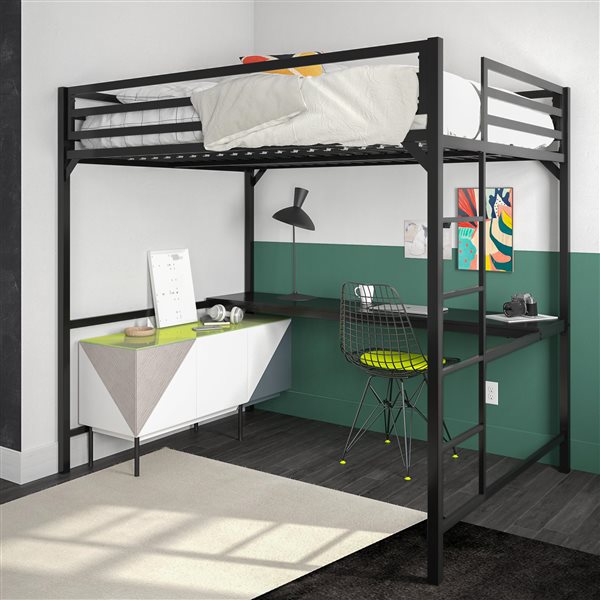 DHP Miles Study Loft Bed - Full - 56.5-in x 77.5-in x 72-in - Black