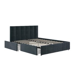 DHP Rose Upholstered Bed with Storage - Queen - 38-in x 64.5-in x 86-in - Blue